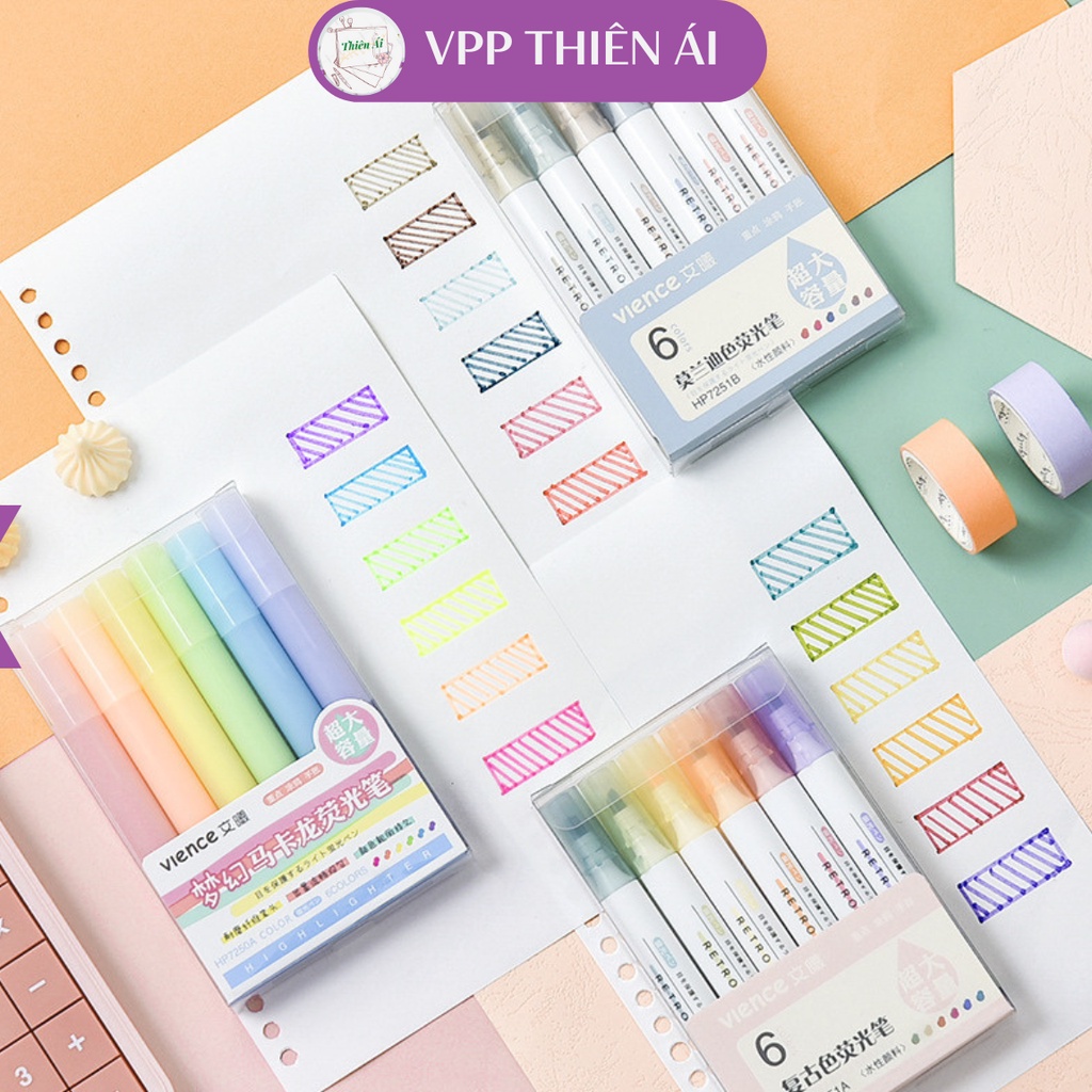 [Mã LIFEBOOK2 giảm 10% đơn 0Đ] Bút highlight pastel dạ quang ghi nhớ dòng cute đánh dấu nhiều màu