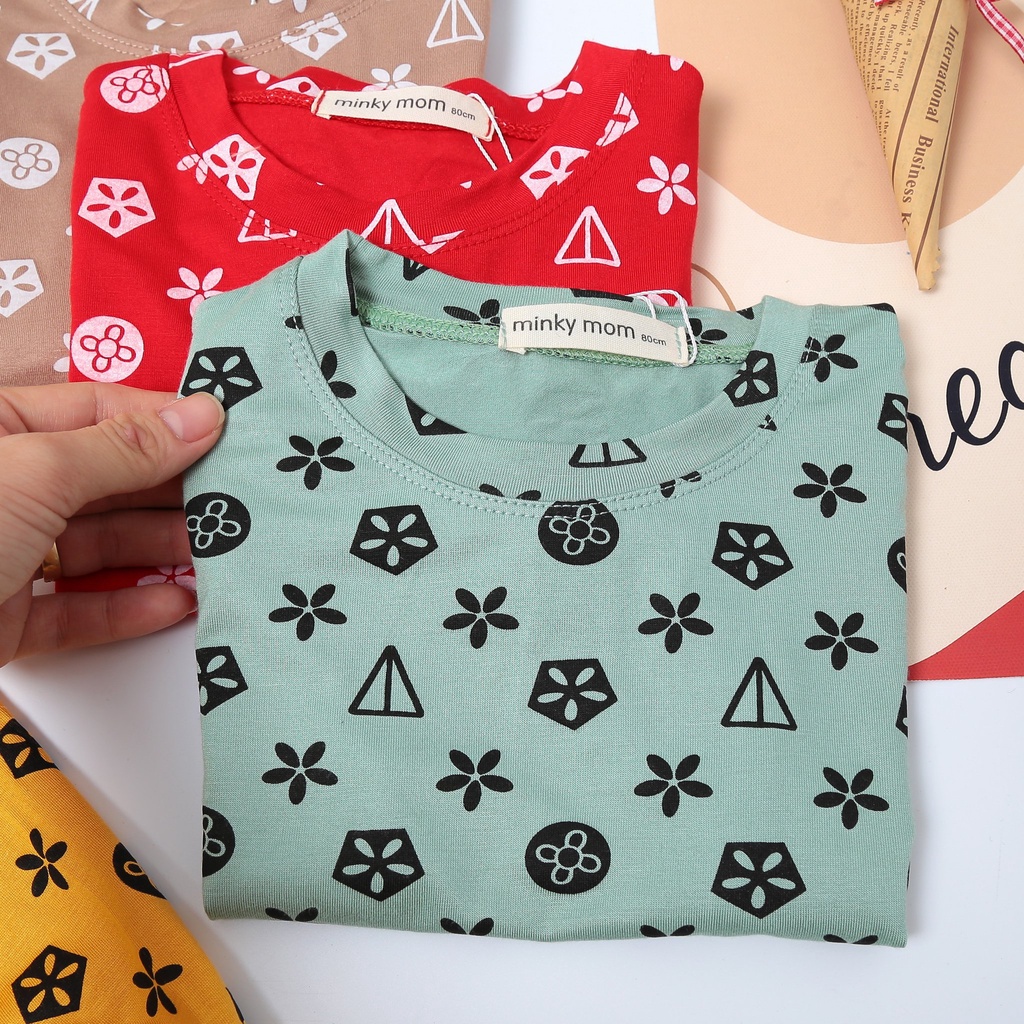 Bộ Cộc Tay Cho Bé Trai Bé Gái Minky Mom Chất Thun Lạnh  Thấm Hút Mồ Hôi Họa Tiết LV, Bộ Mặc Nhà Cho Bé - TNLV1
