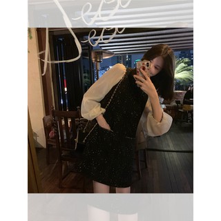Váy dạ nữ phối voan tay