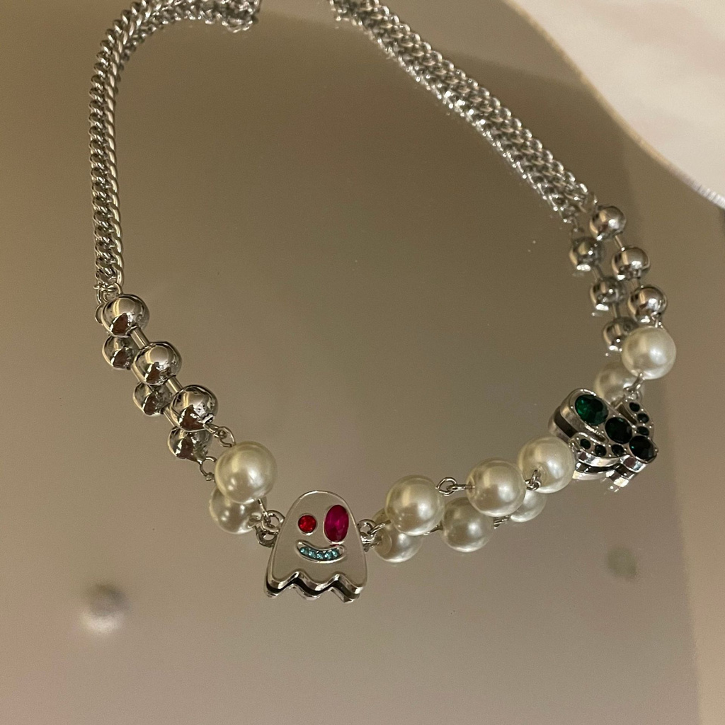 Vòng Cổ Ngắn Mặt Hình Cây Xương Rồng Đính Ngọc Trai Phong Cách Âu Mỹ 2021