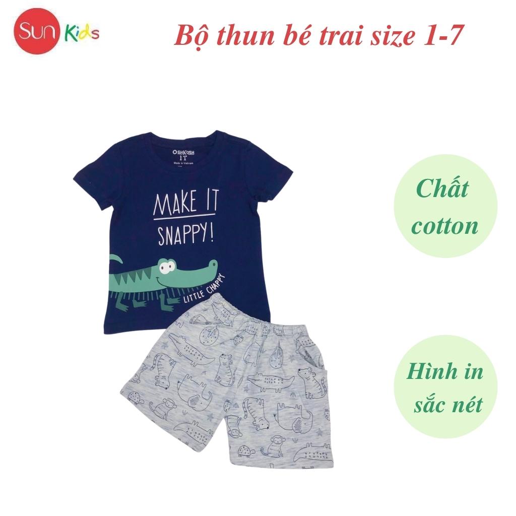 Đồ bộ bé trai, đồ bộ trẻ em chất thun cotton, size 1-7 tuổi, có nhiều màu - SUNKIDS