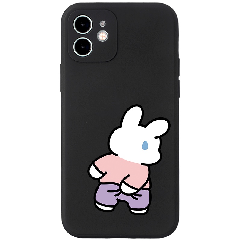 Ốp lưng JURSUE hoạt hình cặp đôi dễ thương đẹp đen cho iPhone 13 12 11 Pro Max SE 2020 X XR XS ip 8 7 6 6S Plus kute Y56