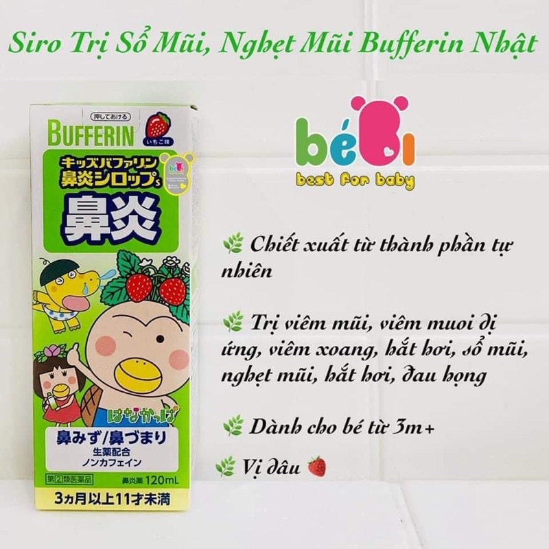 Siro Bufferin Thảo Dược Giảm Nghẹt Mũi Cho Bé Từ 3 Tháng Đến Dưới 11 Tuổi Nhật Bản