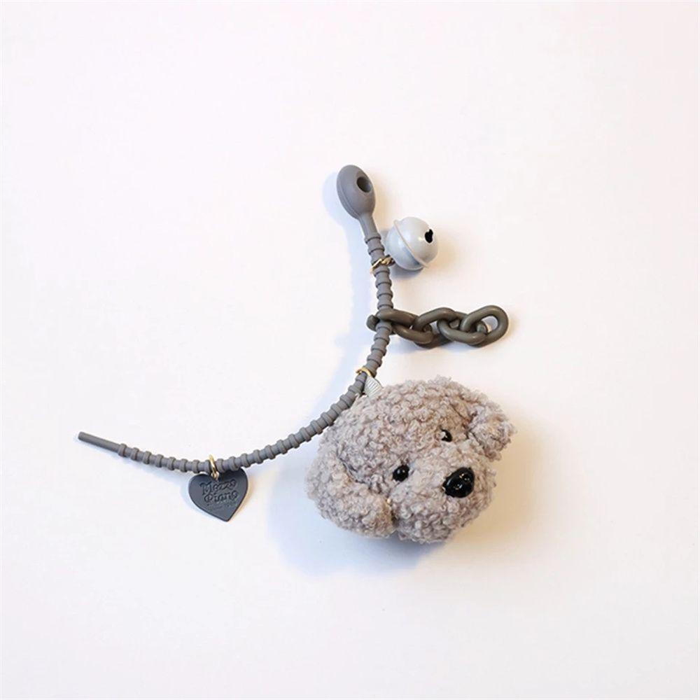 Móc Khóa Hình Chú Chó Nhồi Bông Đáng Yêu Có Chuông Giá Đỡ