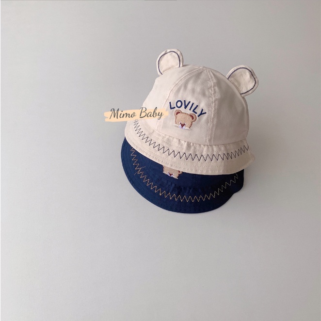 Mũ bucket, nón tai bèo tai gấu in chữ lovily đáng yêu cho bé MH143 Mimo Baby