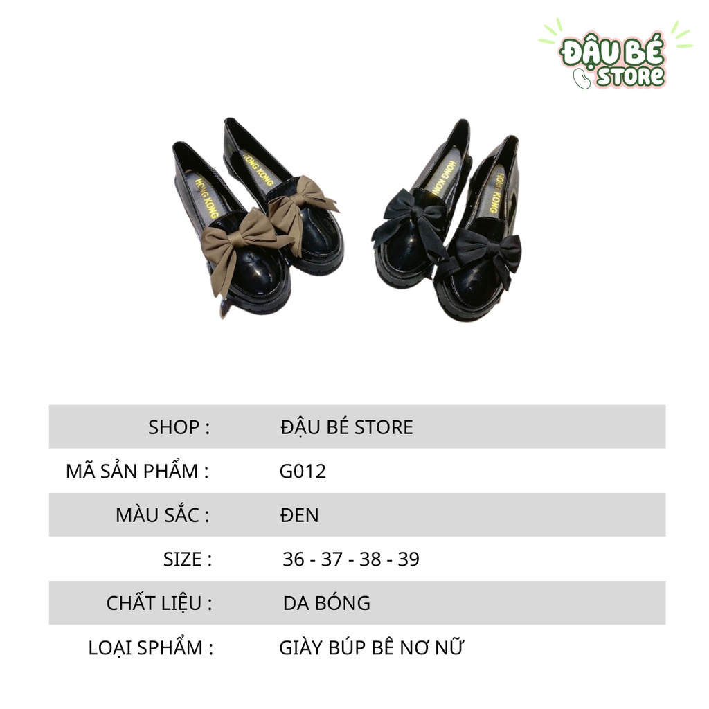 Giày Búp Bê Moca Buộc Nơ Thời Trang Ulzzang - Giày Lười Lolita Da Bóng Đế 5P Phong Cách Tiểu Thư - Daube - G012