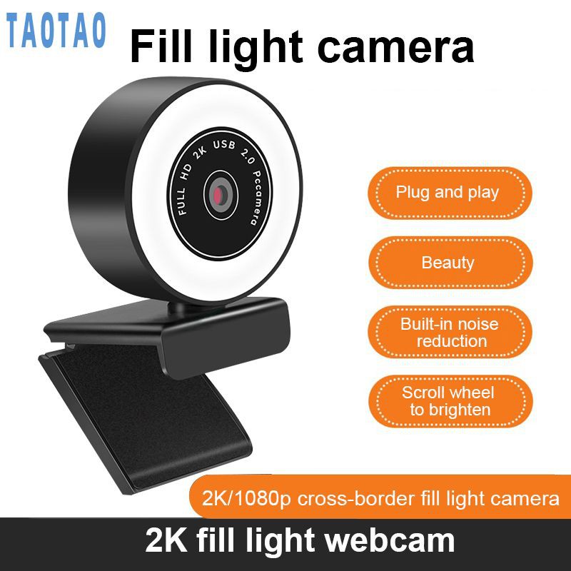 Webcam Máy Tính 1080p 2k Tự Động Lấy Nét Có Đèn Led Kèm Micro Cho Youtube Liv