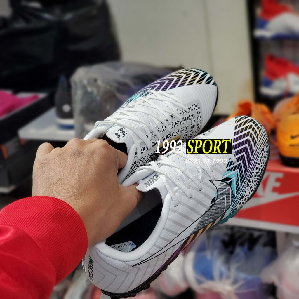 Giày Bóng Đá Mercurial Vapor 13 Academy Trắng Xanh Lá Xanh Ngọc TF