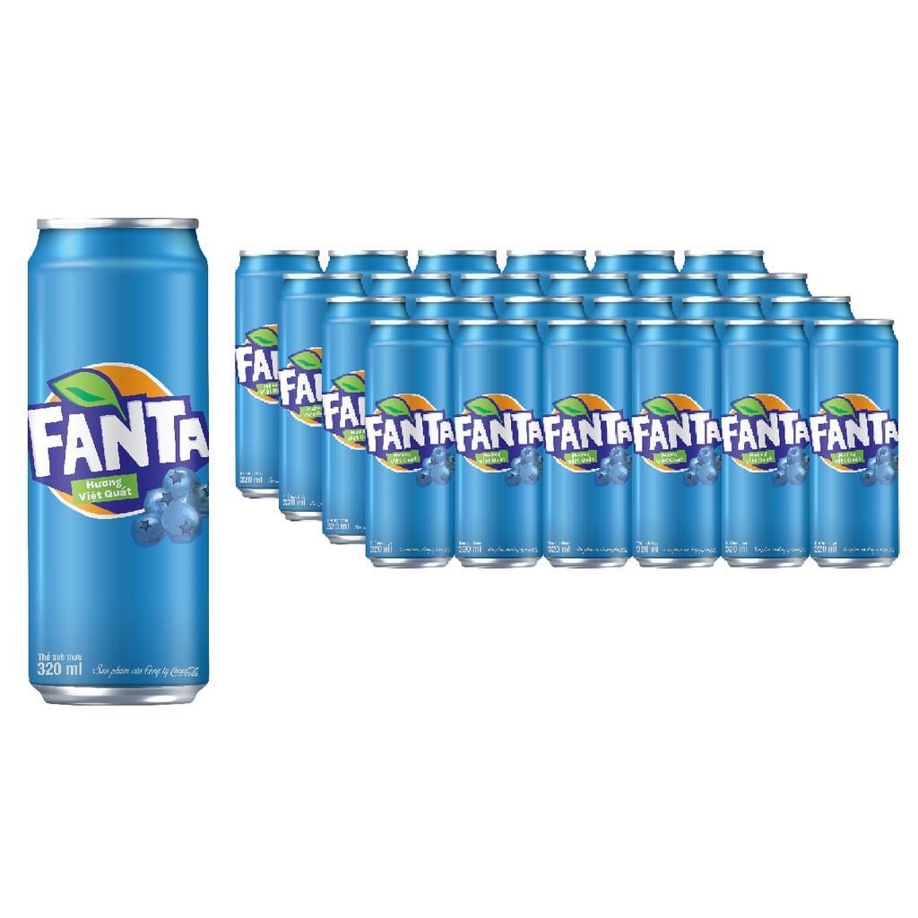 [ EXP:2022-07-03 ] Lốc 24 Lon Nước Giải Khát Có Gas Fanta Việt Quất 320ml/lon