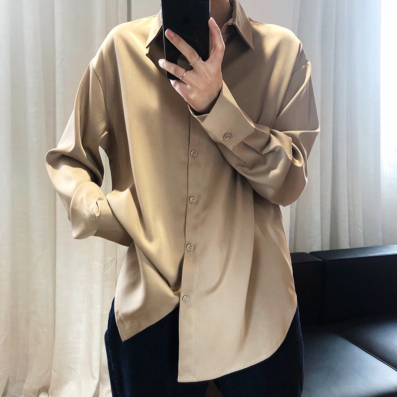 Áo sơ mi nam dài tay Unisex kiểu dáng Hàn Quốc , vải lụa thái mềm mịn , chống nhăn cao cấp.