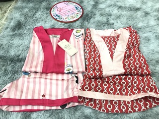 Bộ satin đùi hoạ tiết