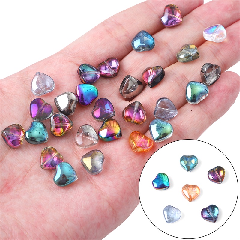 20 Hạt Pha Lê Hình Trái Tim 10x10mm Dùng Làm Trang Sức Thủ Công