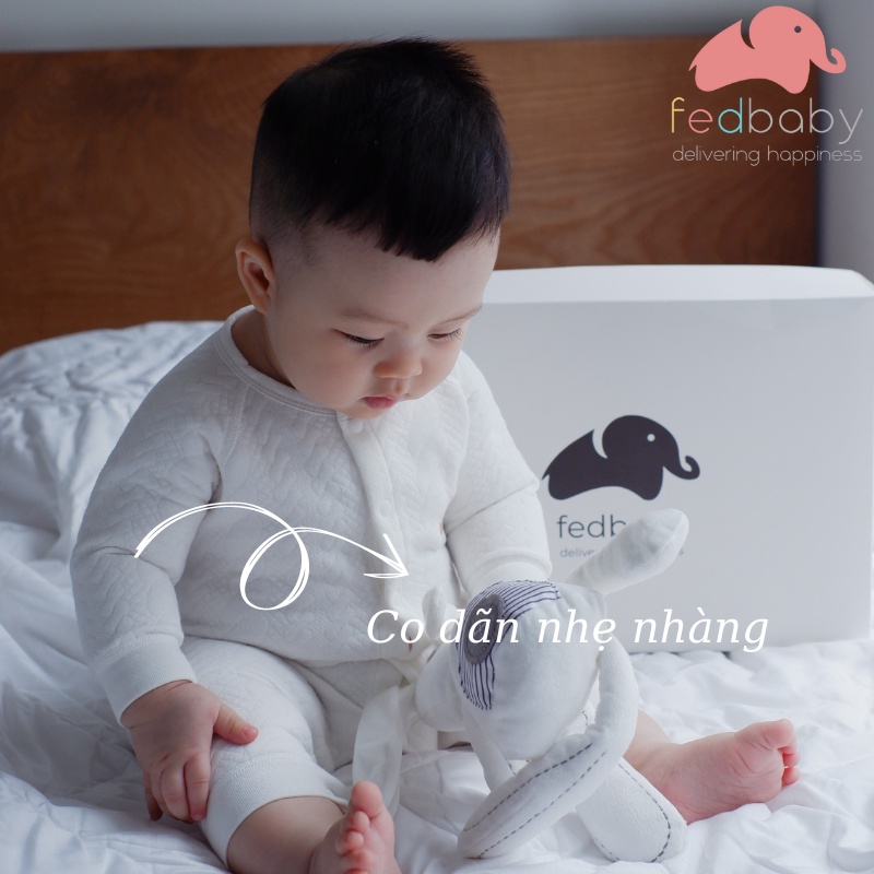 Bộ áo liền quần dành cho bé sơ sinh 0-6 tháng tuổi, thu đông dày dặn thương hiệu Fedbaby