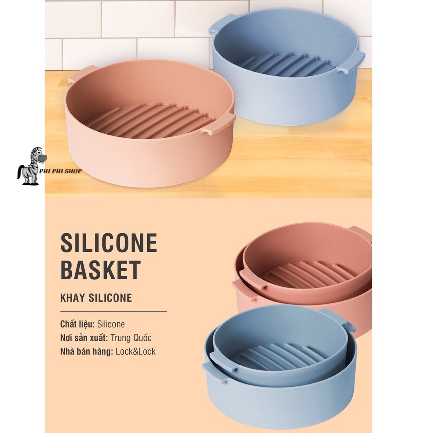 Khay silicone Lock&Lock dùng cho nồi chiên không dầu 3.5L 5L, sử dụng thay thế giấy nến lót CKB002 CKB003