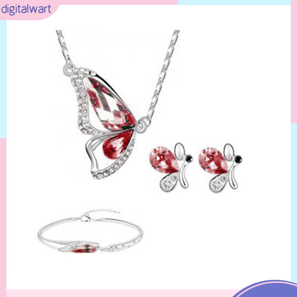 Bộ Trang Sức Hình Bướm Đính Đá Nhân Tạo Thời Trang Dành Cho Nữ