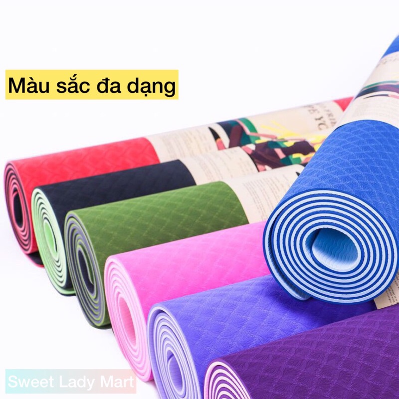 Thảm Tập Yoga 8mm Cao Su Non TPE Cao Cấp - Tập Gym, Tập Thể Dục - Rộng 61cm, Dài 183cm