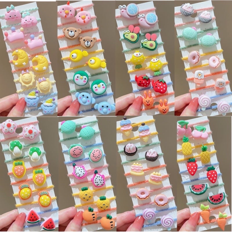 Bộ 10 Dây Buộc Tóc Phong Cách Hàn Quốc Dễ Thương Nhiều Màu Sắc Kiểu Dáng Dành Cho Bé Gái