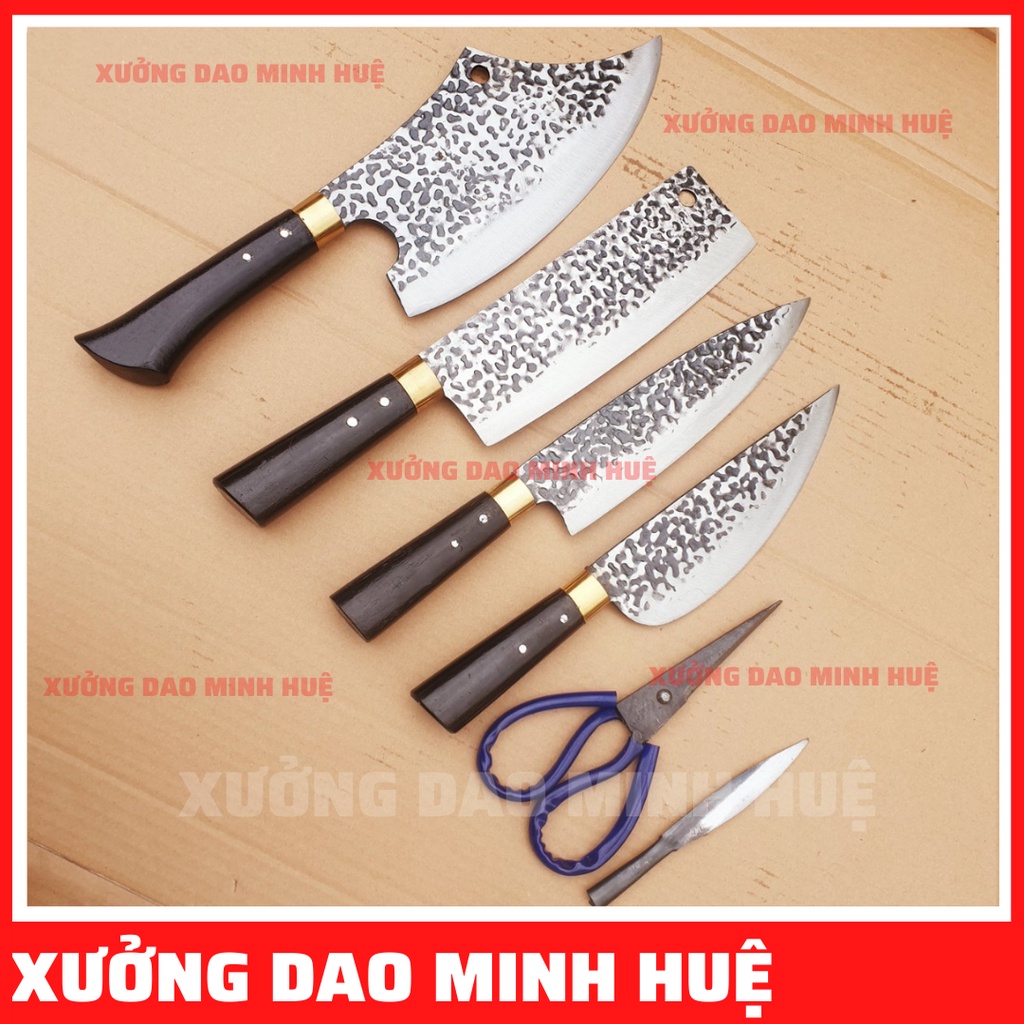 Bộ 5 dao làm bếp thép Nhíp xe CAO CẤP HÀNG RÈN CAO CẤP
