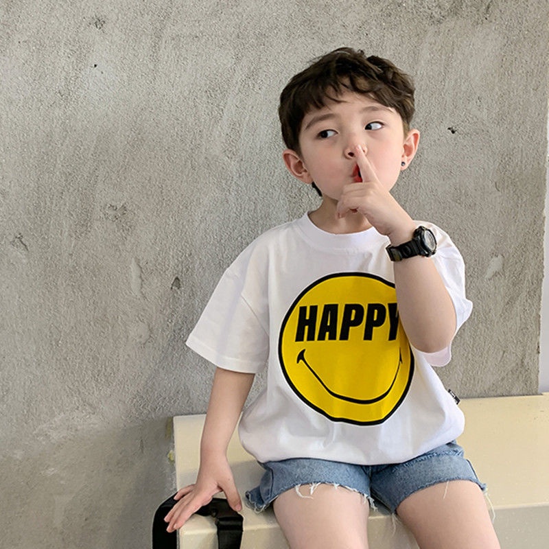 Áo thun cotton ngắn tay thời trang mùa hè cho bé trai