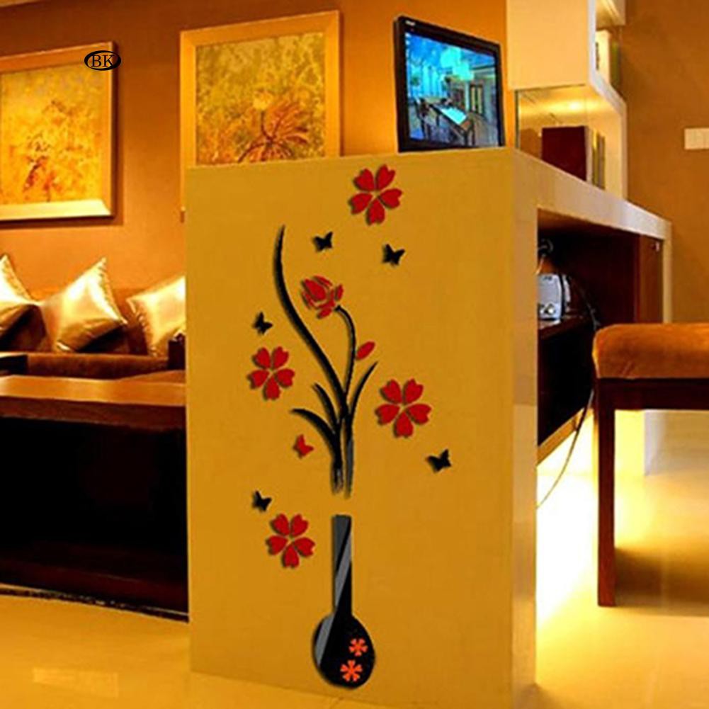Giấy Dán Tường Hình Lọ Hoa 3D Dùng Trang Trí Phòng Khách DIY