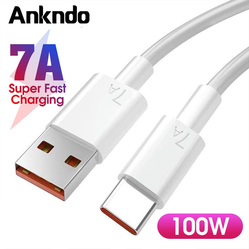 Dây cáp sạc nhanh USB ANKNDO type C 7A 100W cho Huawei P50 Mate 40 Xiaomi Samsung S22 S21