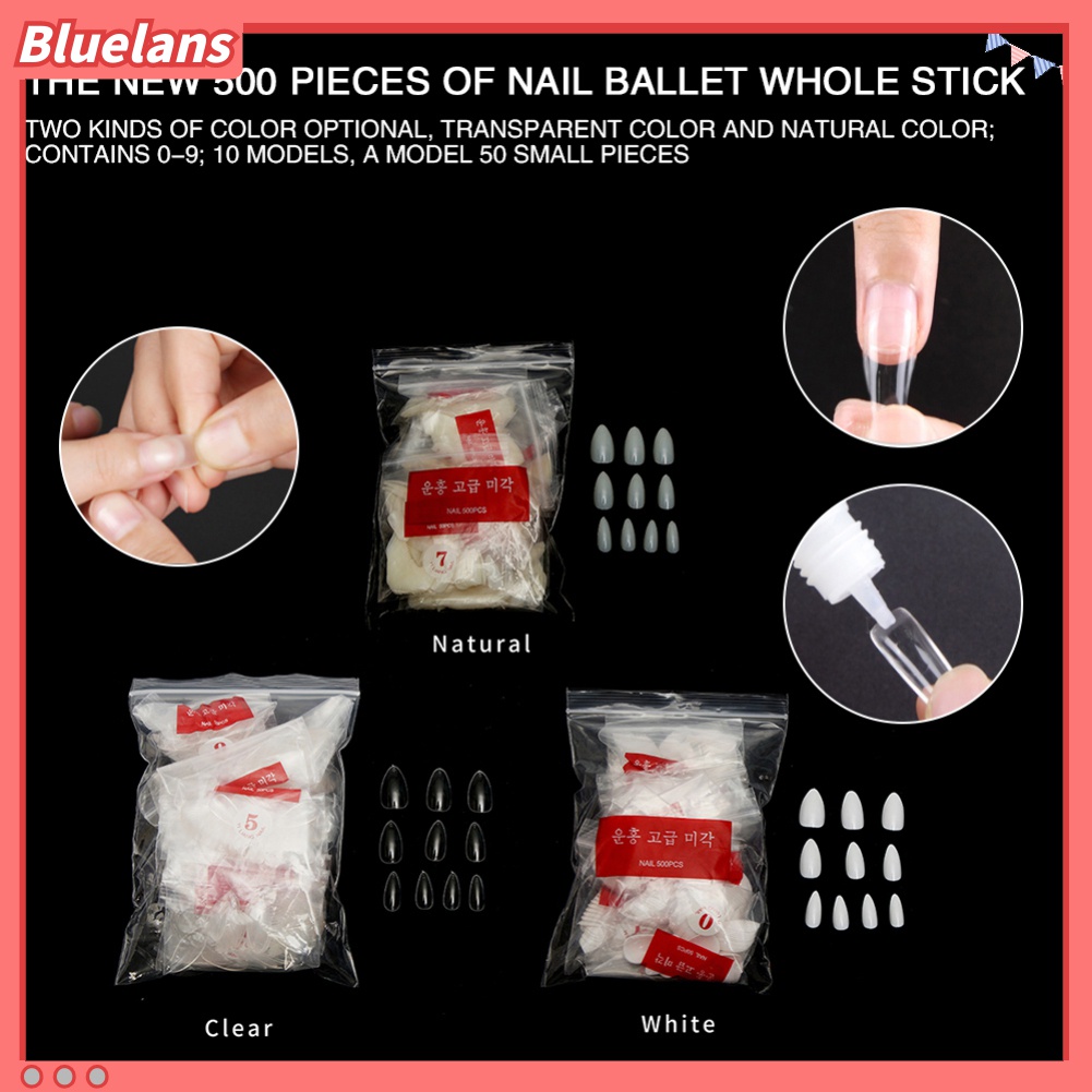 Bluelans♡ Bộ 500 Móng Tay Giả Gắn Trang Trí Nghệ Thuật