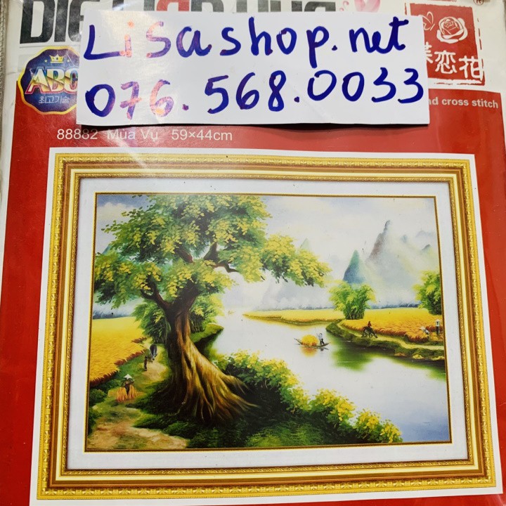 Tranh thêu PHONG CẢNH 59X44CM chưa thêu 88882