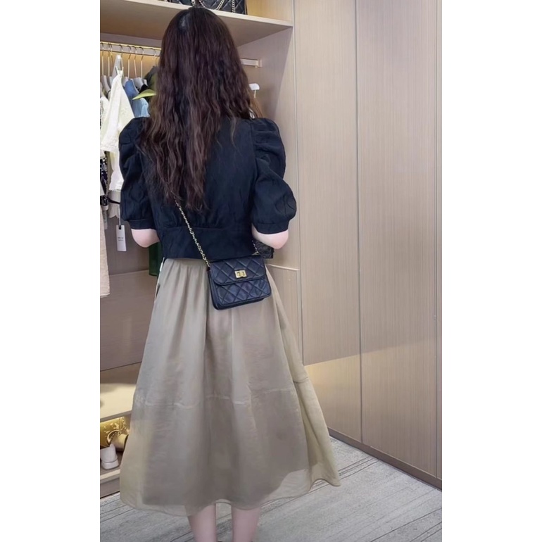 Áo Kiểu Tay Ngắn Phồng Cổ Chữ V Đính Nơ Thời Trang Dành Cho Nữ 2022 Amoi