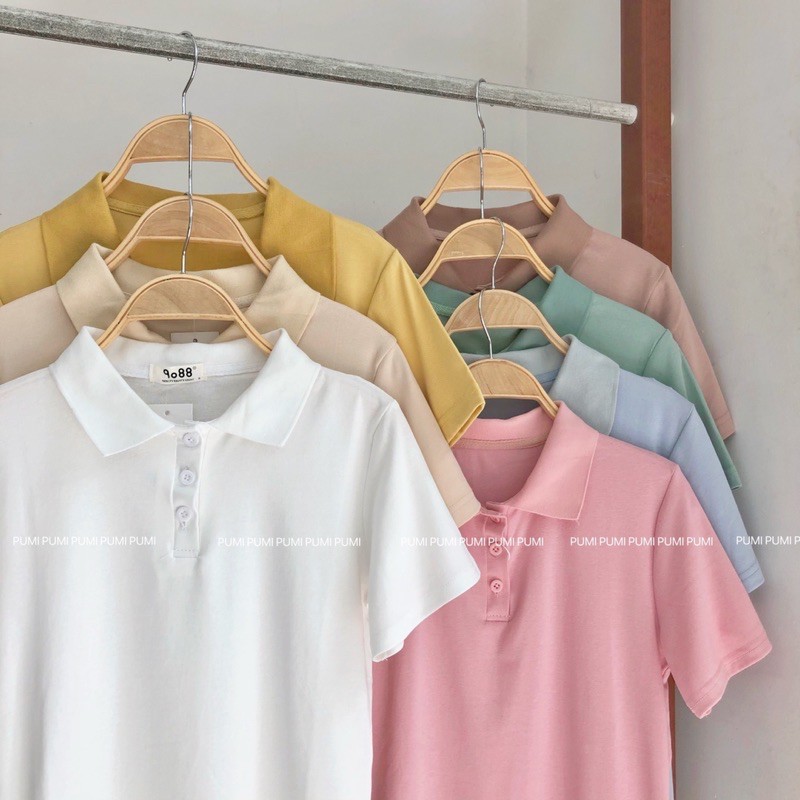 [Mã WASKT304 giảm 15% tối đa 30K đơn 99K] Áo thun nữ polo trơn nhiều màu freesize Pumi