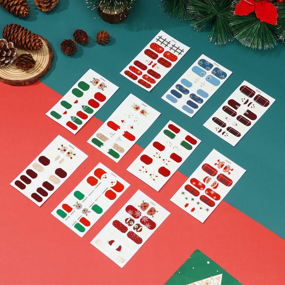DIACHAVN Sticker Dán Móng Chống Thấm Nước Họa Tiết Hoạt Hình Phong Cách Giáng Sinh
