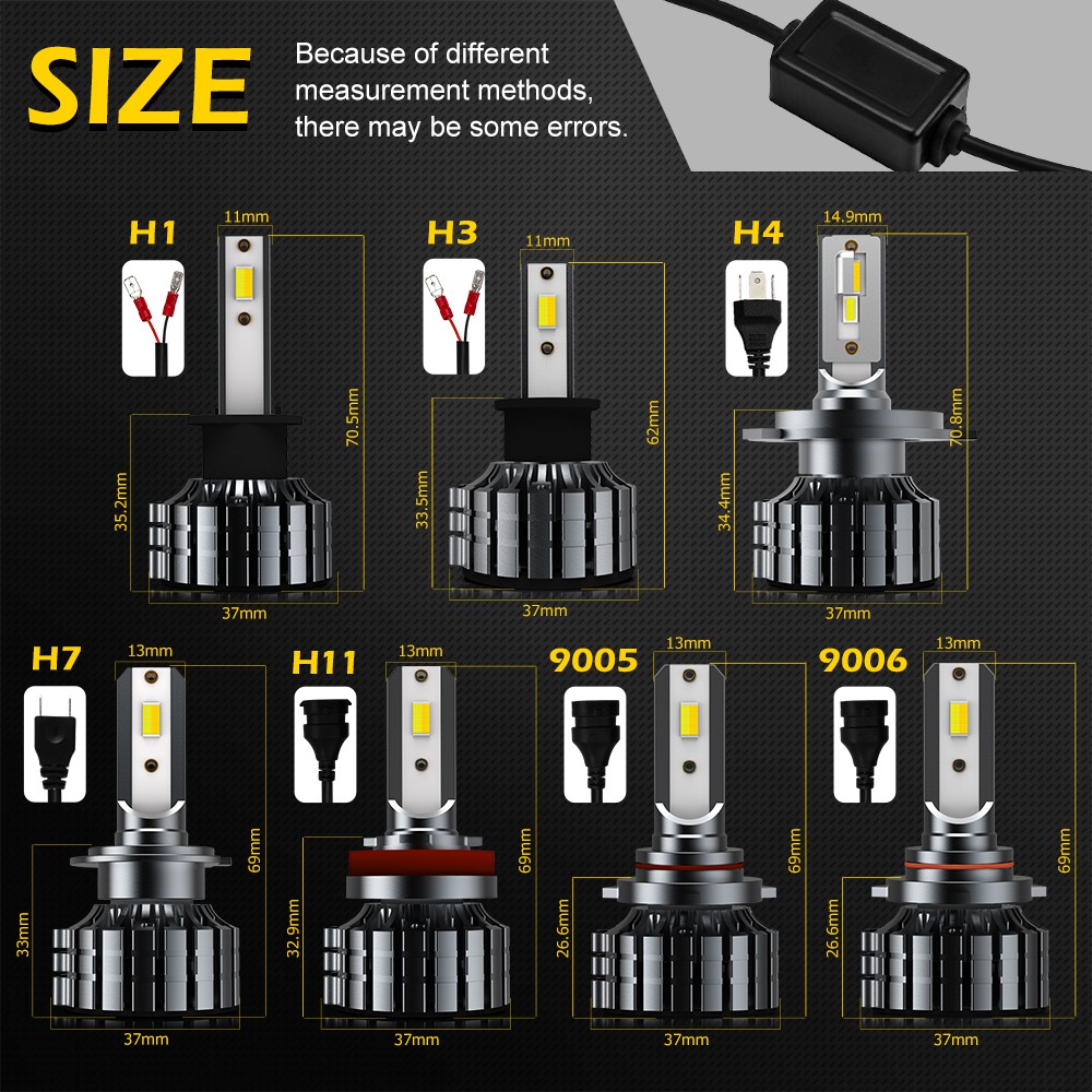 Cặp đèn pha phá sương mù UNI-SHINE LED 3 màu 3000K 4300K 6000K H1 H3 H8 H11 Canbus HB3 HB4 H7 12V 24V 12000LM cho xe hơi