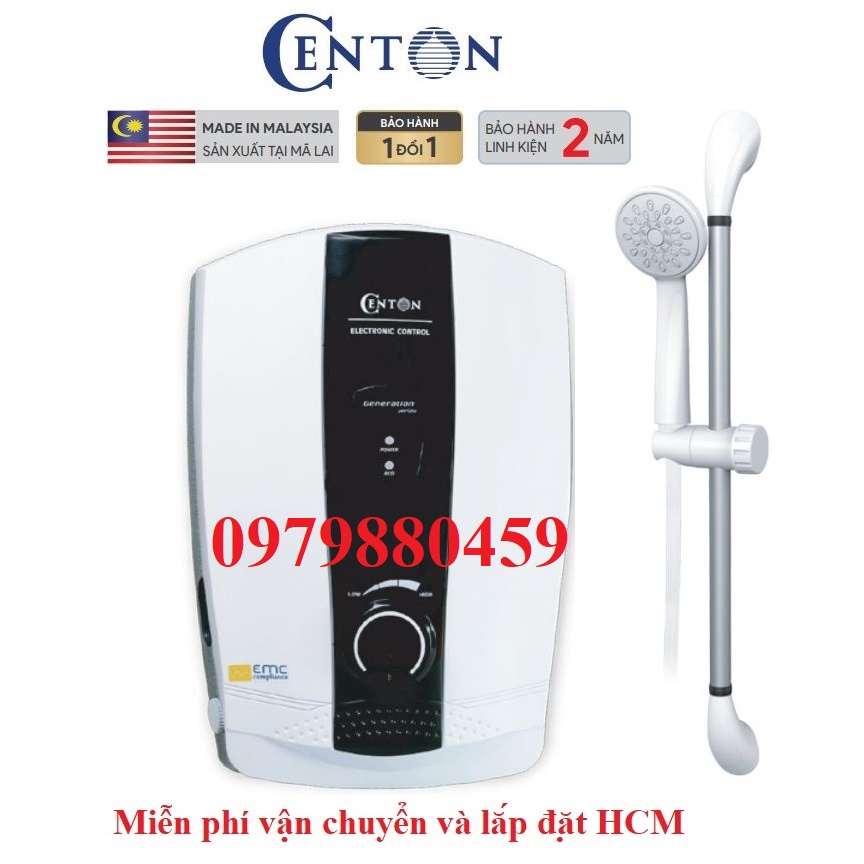Máy Nước Nóng Trực Tiếp có Bơm CENTON 8338EP, nhập khẩu Malaysia