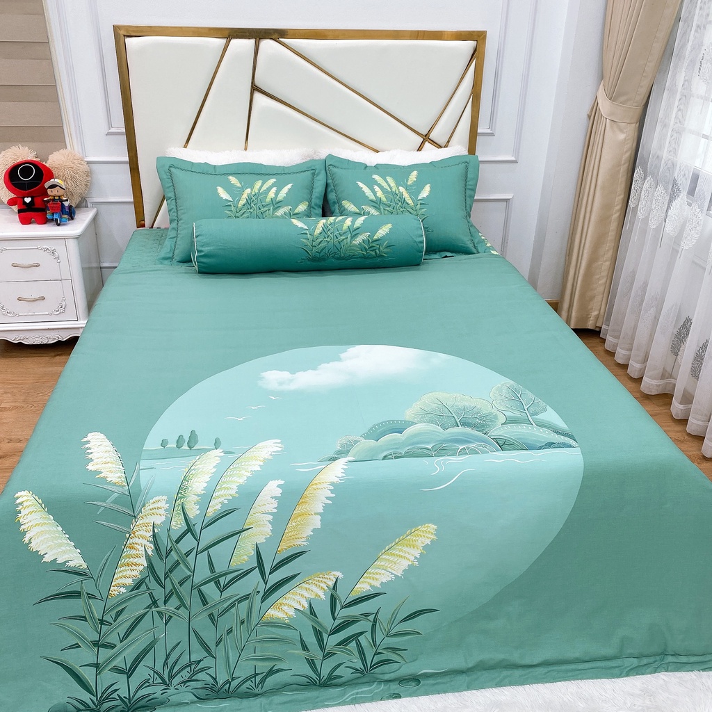 Chăn Ga Cotton Hàn Quốc , Chăn Hè Khách Sạn Sét 5 Món Đủ Size