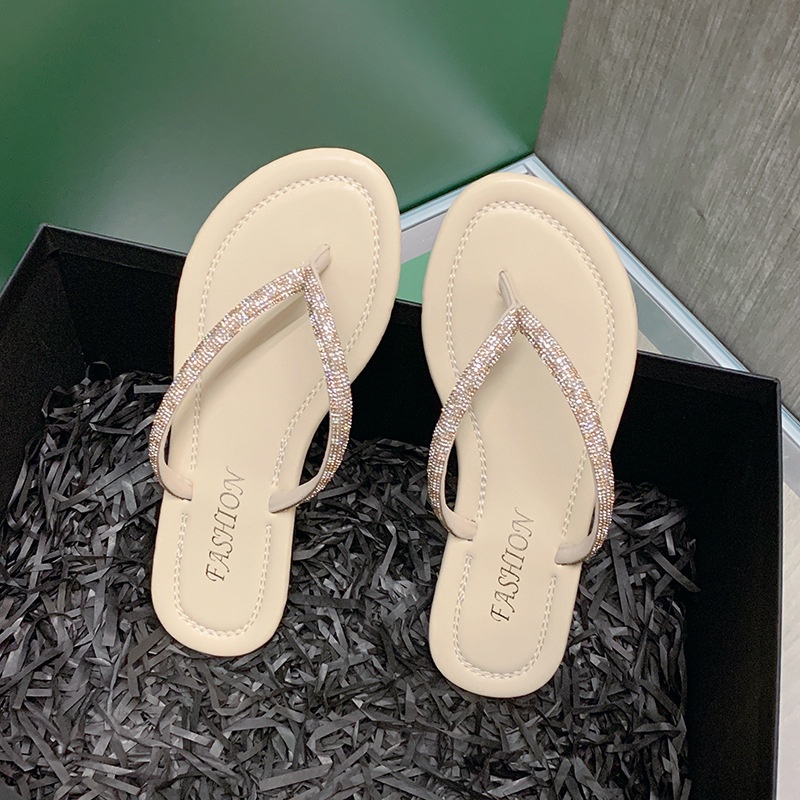 Dép Xỏ Ngón Đế Bằng Đính Đá Thiết Kế Xinh Xắn Thời Trang