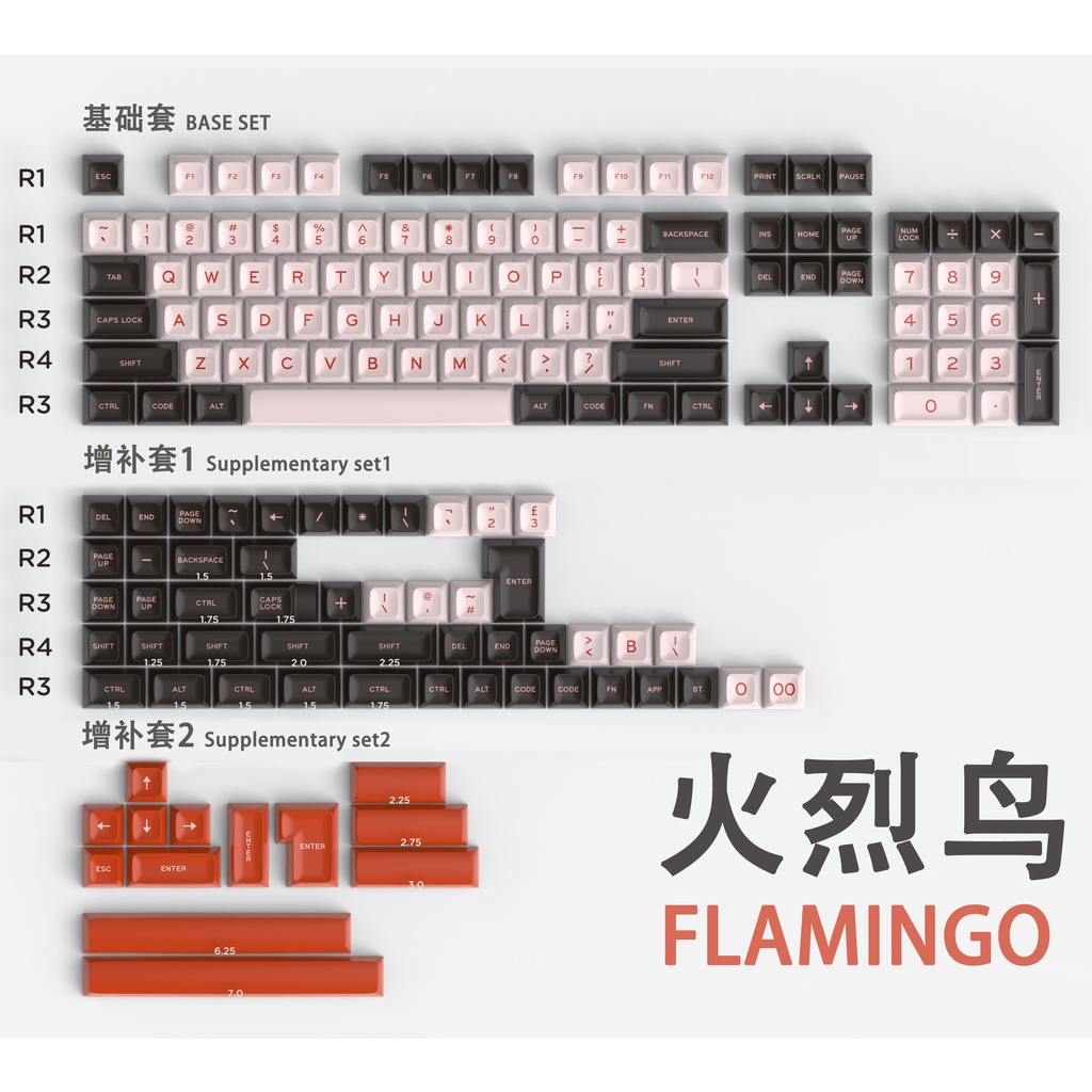 Keycap SA Flamingo, kiểu in doubleshot, SA profile, 172 nút bàn phím cơ