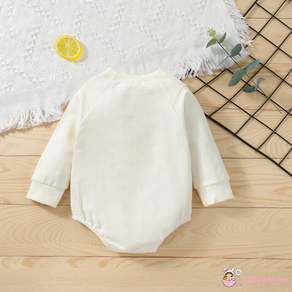 Áo Liền Quần Tay Dài Cổ Tròn In Hình Khủng Long Hoạt Hình Cho Bé 0-24 Tháng Tuổi