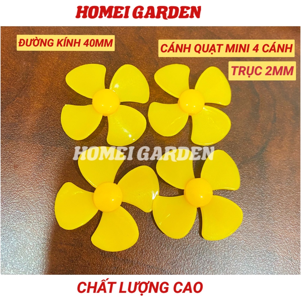 4 cánh quạt nhựa mini 4 cánh trục 2mm đường kính 40mm hàng tốt -  HM0038