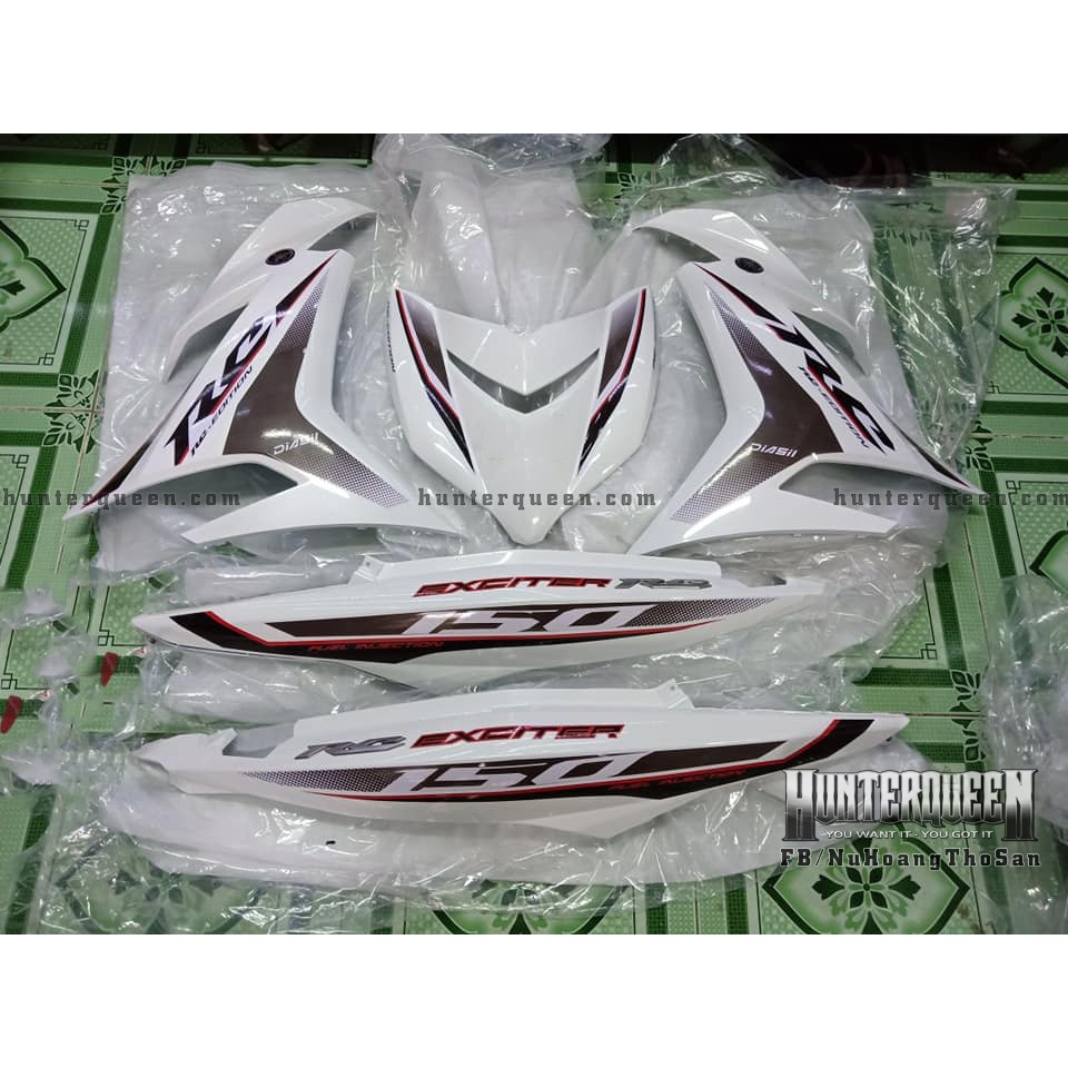 Tem rời Exciter 150 xe trắng. Tem RC 2018. Thay đổi màu sắc và chi tiết theo yêu cầu. Sắc nét, bền màu