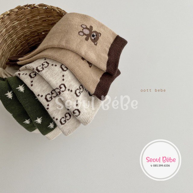 Tất cho bé Oottbebe Teddy Socks 0-9 tuổi made in Korea