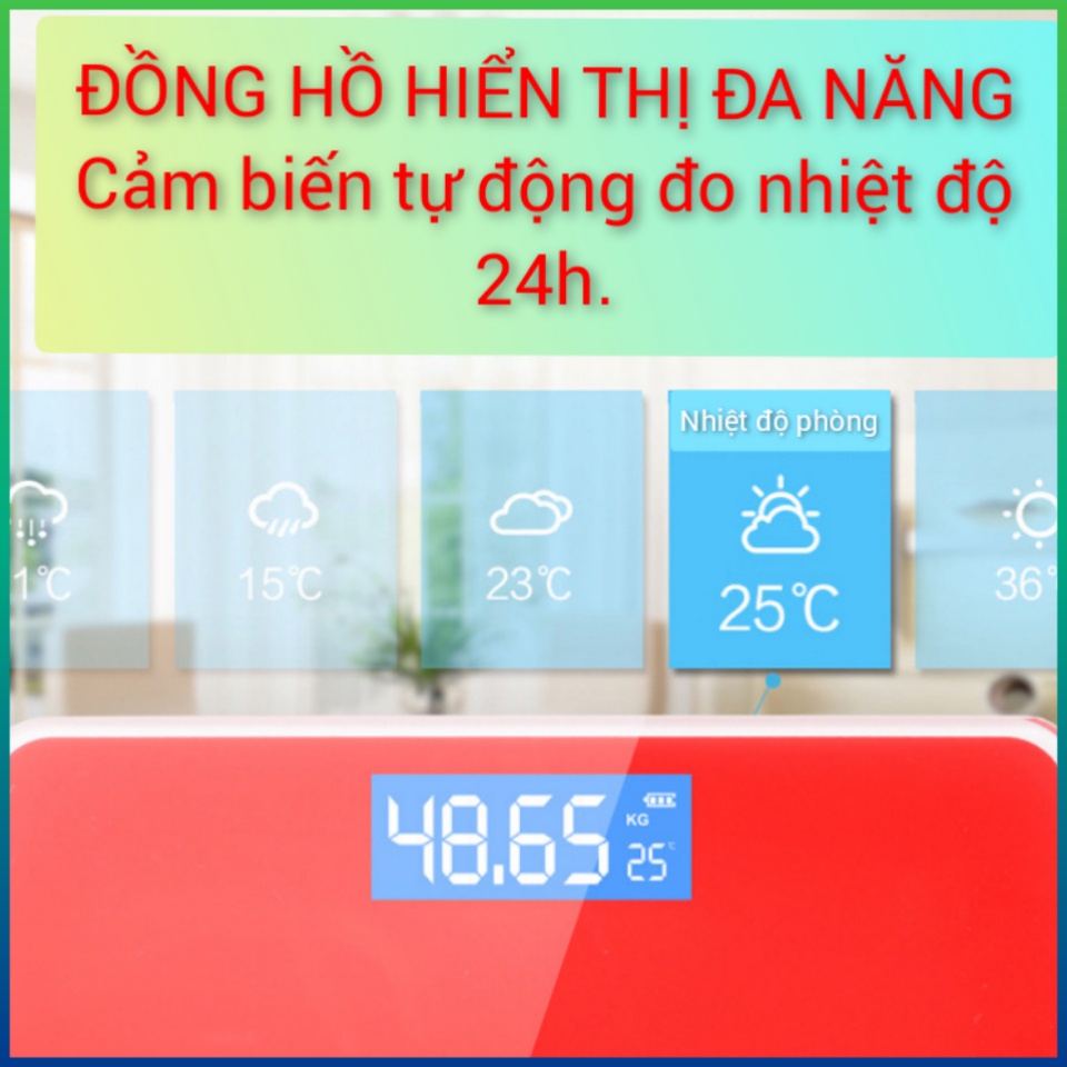 Cân điện tử sạc USB ,Cân sức khỏe gia đình Mitsukumi hiển thị nhiệt độ, tặng cáp sạc + thước dây [Bảo hành 12 tháng]