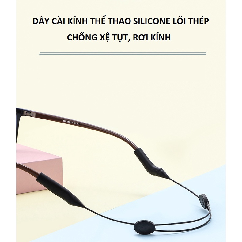Dây cài kính silicone lõi thép chống xệ tụt, rơi kính, khắc phục kính lỏng, thoải mái học tập, hoạt động thể thao