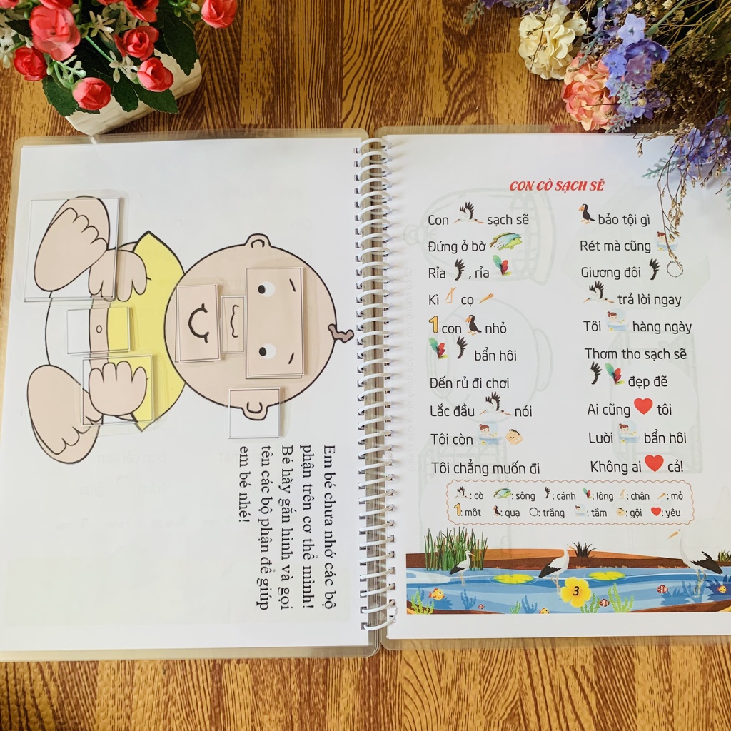 Bộ Học Liệu Bóc Dán Montessori 2in1 Giúp Bé Phát Triển Quan Sát, Tập Đọc, Tập Nói