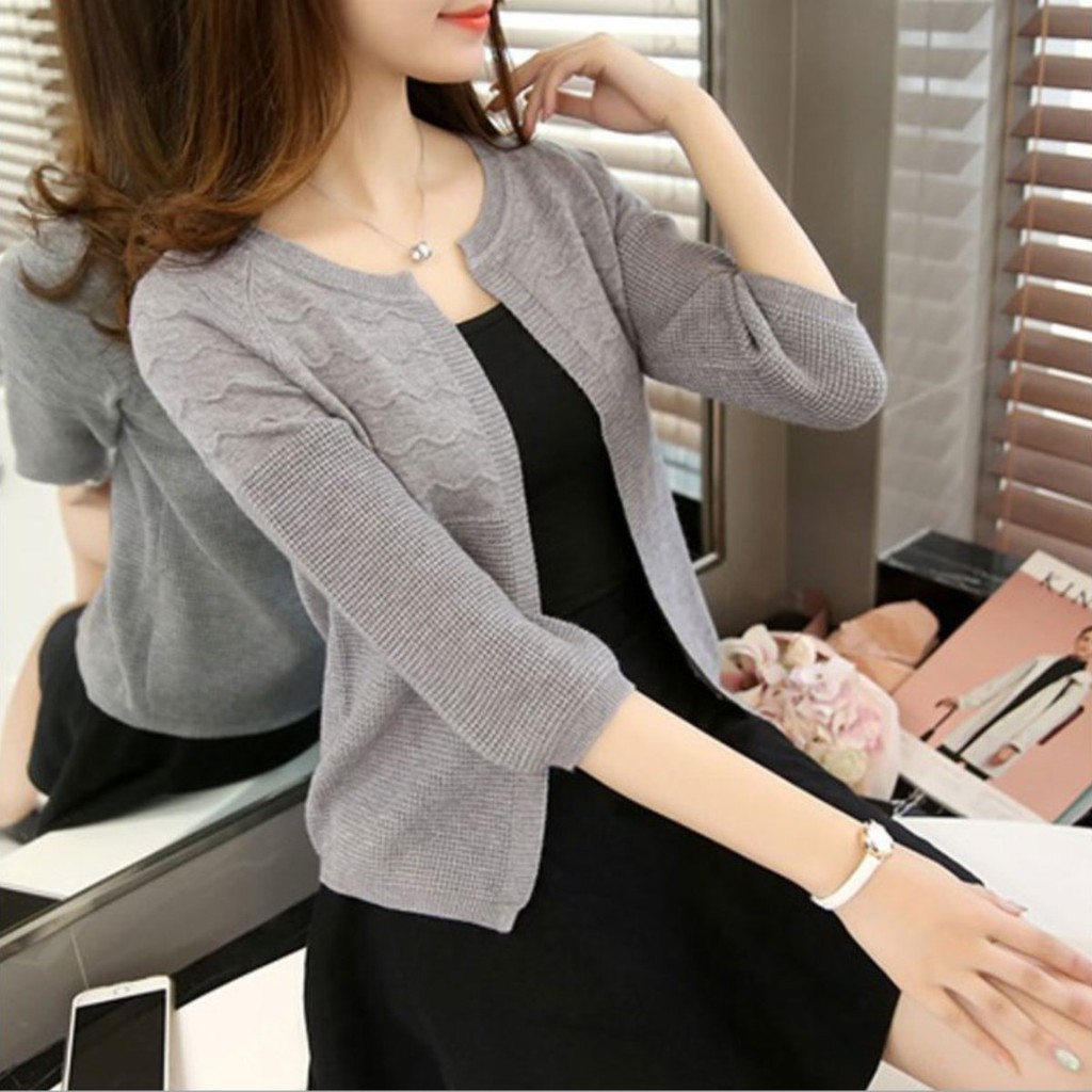 Áo khoác len cardigan nữ thu đông dáng ngắn phong cách Hàn Quốc _ CDG02