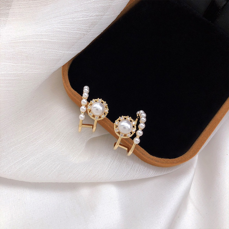 Khuyên Tai Kim Bạc Đính Ngọc Trai Phong Cách Hàn Quốc