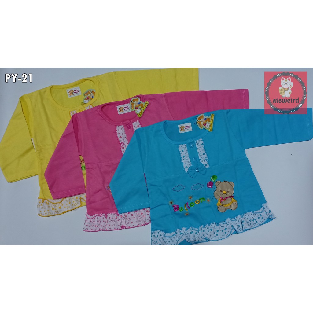 Đầm Ngủ Dài Tay In Hình Gấu Bông Py21 Cho Bé Gái Từ 3-18 Tháng Tuổi
