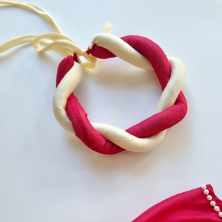 Set áo dài hoa đỏ mẹ và bé