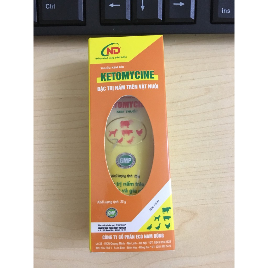 Ketomycine xử lý nấm trên vật nuôi Tuýp 25g - chỉ dùng trong thú y