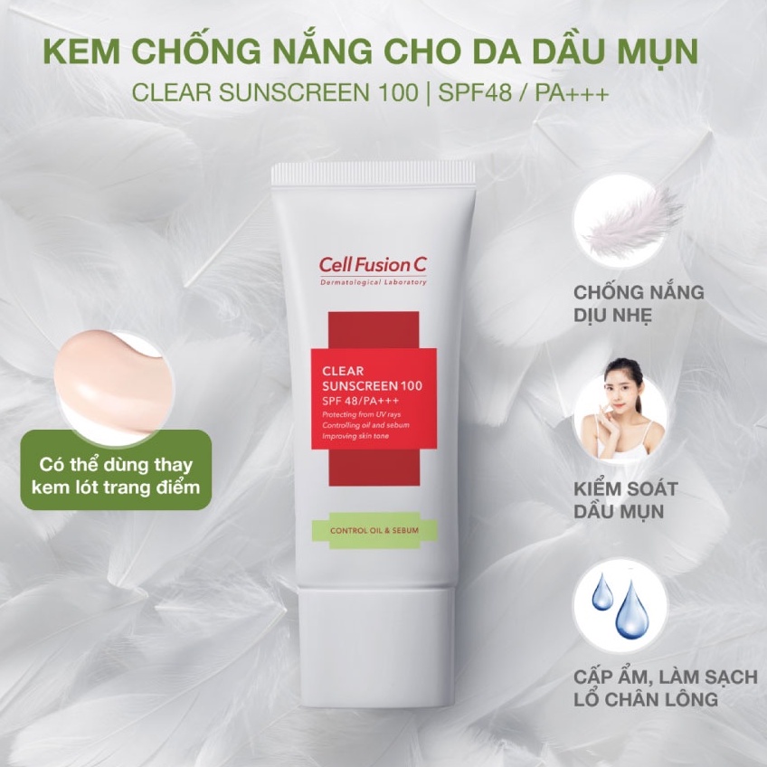 Kem Chống Nắng Kiểm Soát Dầu Và Nhờn Cell Fusion C Clear Sunscreen 100 SPF 48/PA+++