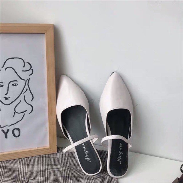 Giày Sục bệt Mules da nữ đeo 2 kiểu công sở