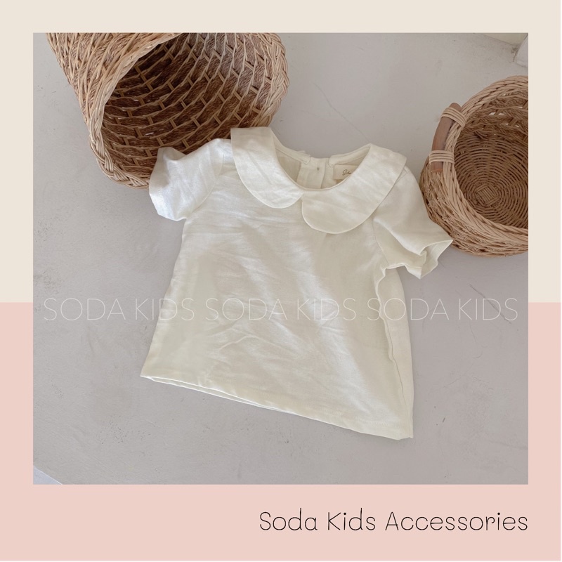 Áo linen cổ sen bé gái
